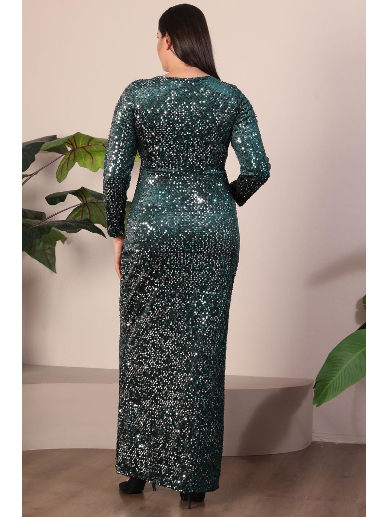 Длинное зеленое платье с чешуей Длинное зеленое платье с чешуей