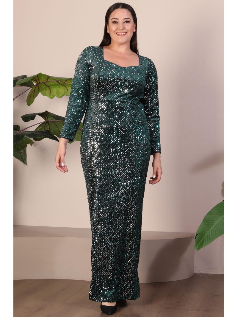 Длинное зеленое платье с чешуей Длинное зеленое платье с чешуей