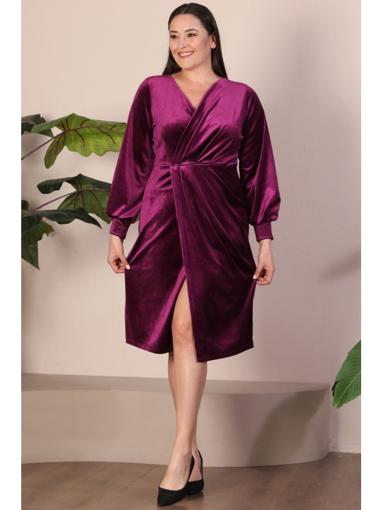 Veliūrinė suknelė su raukiniais 2