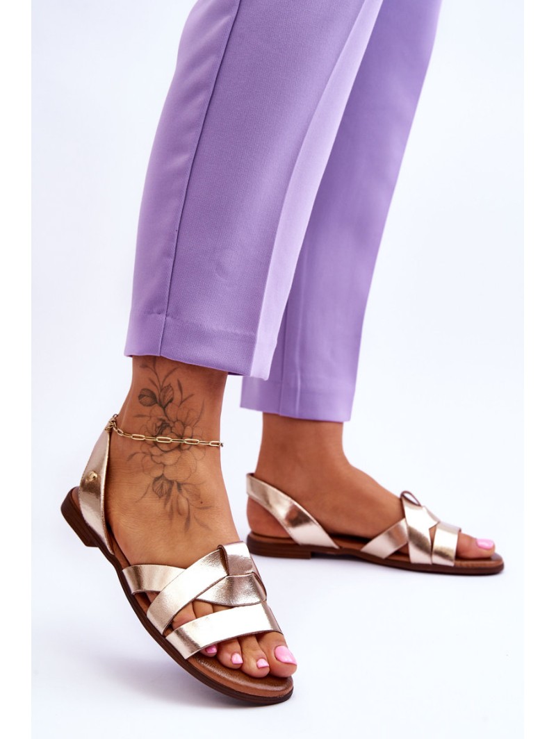 Zazoo 40185 Comfortable Leather Slip-On Sandals Gold Zazoo 40185 Comfortable Leather Slip-On Sandals Gold