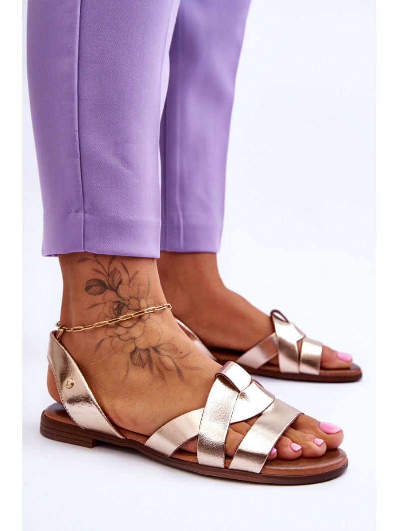 Zazoo 40185 Comfortable Leather Slip-On Sandals Gold Zazoo 40185 Comfortable Leather Slip-On Sandals Gold