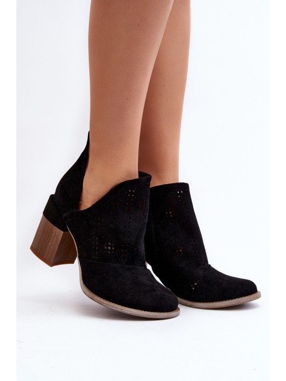 Women's Black Cutout Boots with Stiletto Heel Niartima