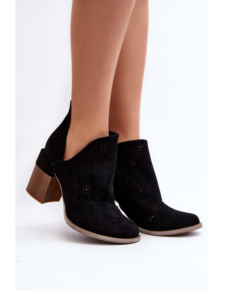 Women's Black Cutout Boots with Stiletto Heel Niartima