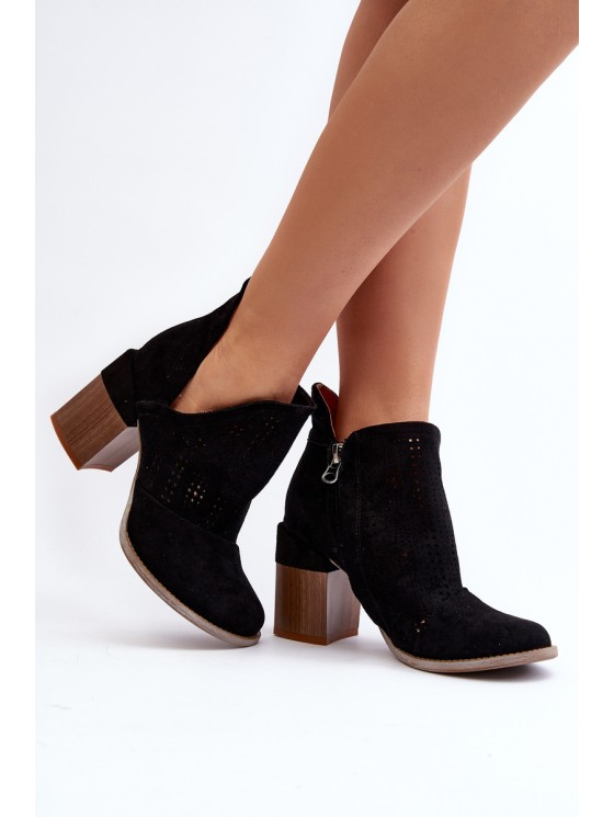 Women's Black Cutout Boots with Stiletto Heel Niartima 2