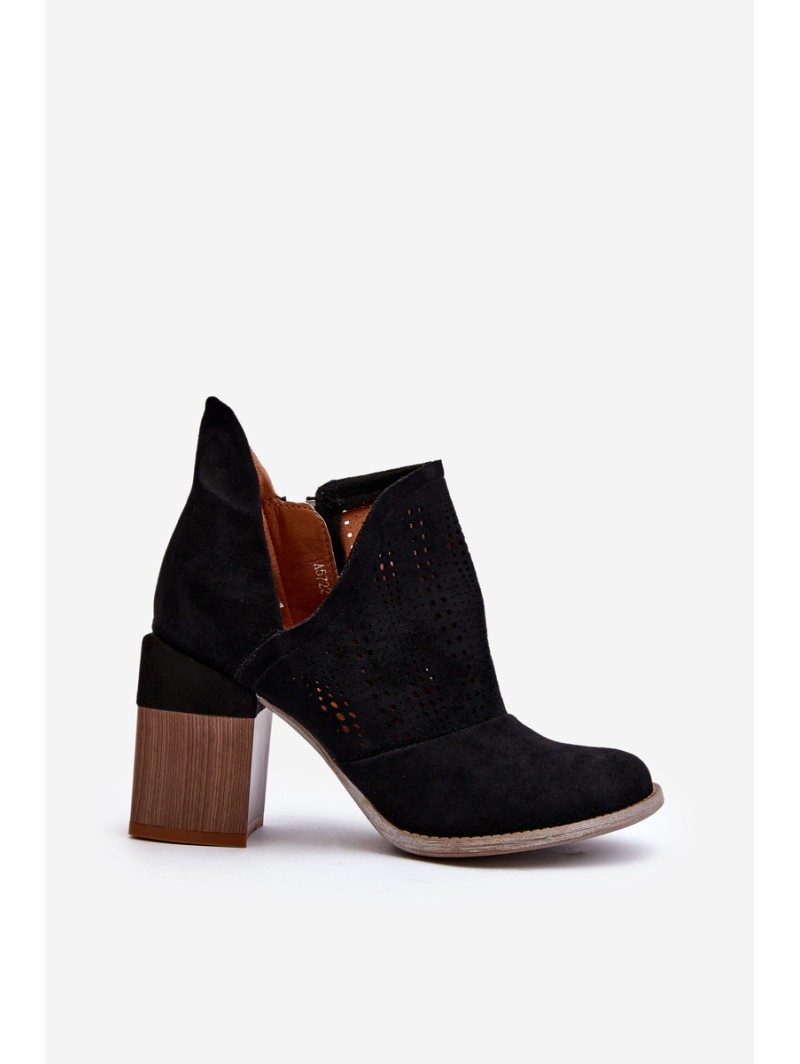 Women's Black Cutout Boots with Stiletto Heel Niartima
