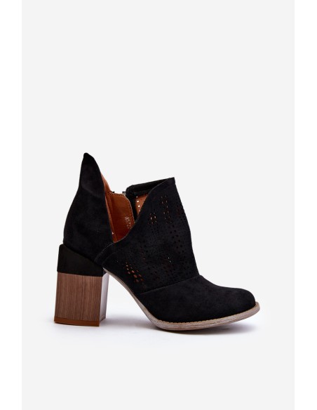 Women's Black Cutout Boots with Stiletto Heel Niartima
