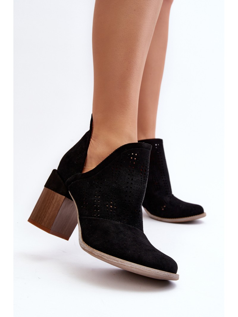 Women's Black Cutout Boots with Stiletto Heel Niartima