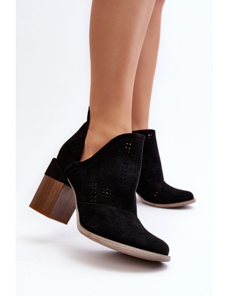 Women's Black Cutout Boots with Stiletto Heel Niartima