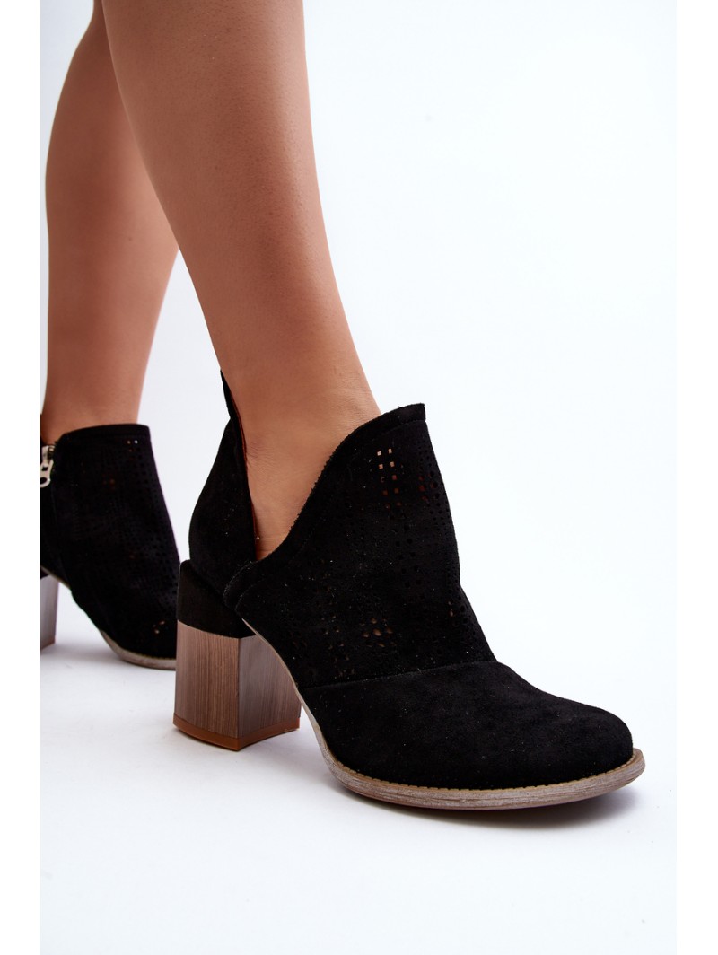 Women's Black Cutout Boots with Stiletto Heel Niartima