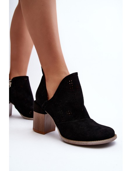 Women's Black Cutout Boots with Stiletto Heel Niartima
