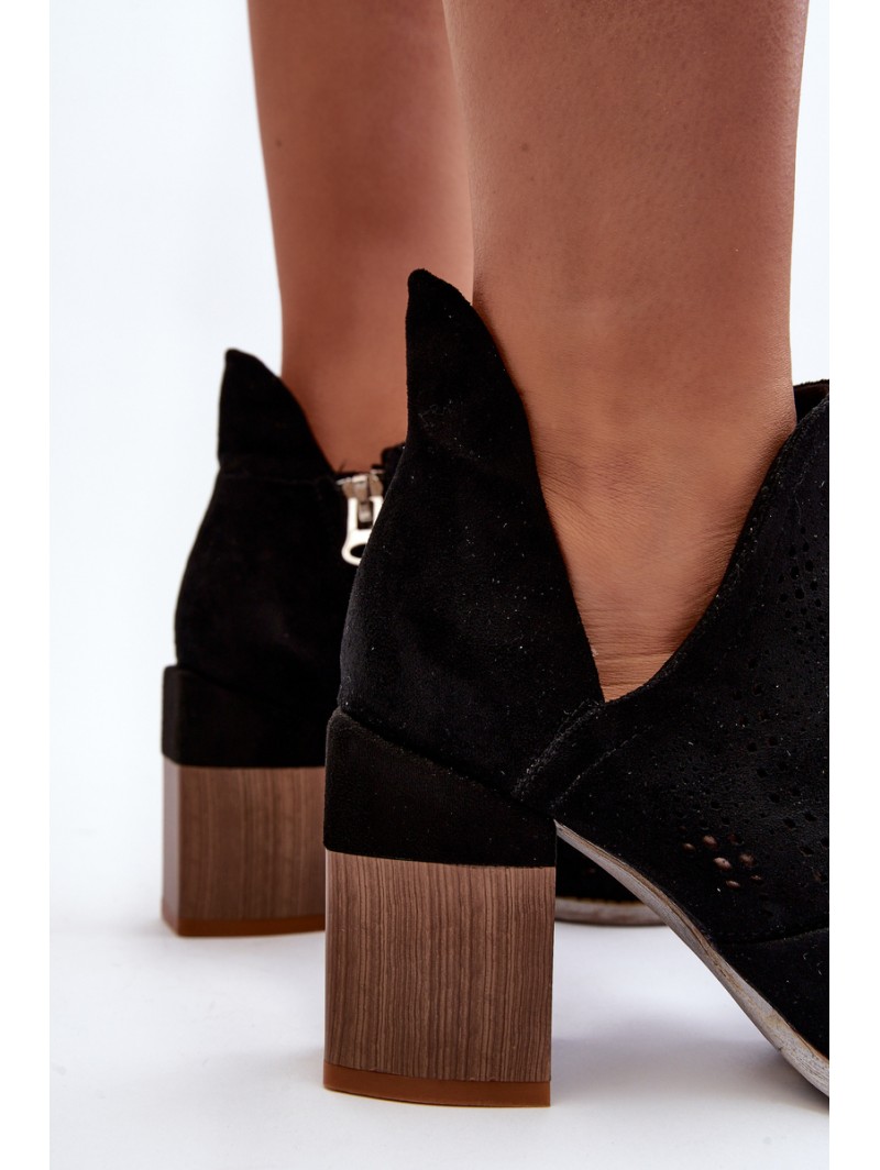 Women's Black Cutout Boots with Stiletto Heel Niartima