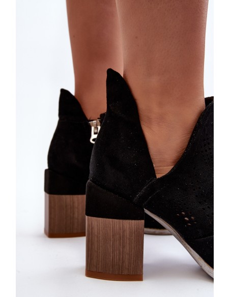Women's Black Cutout Boots with Stiletto Heel Niartima