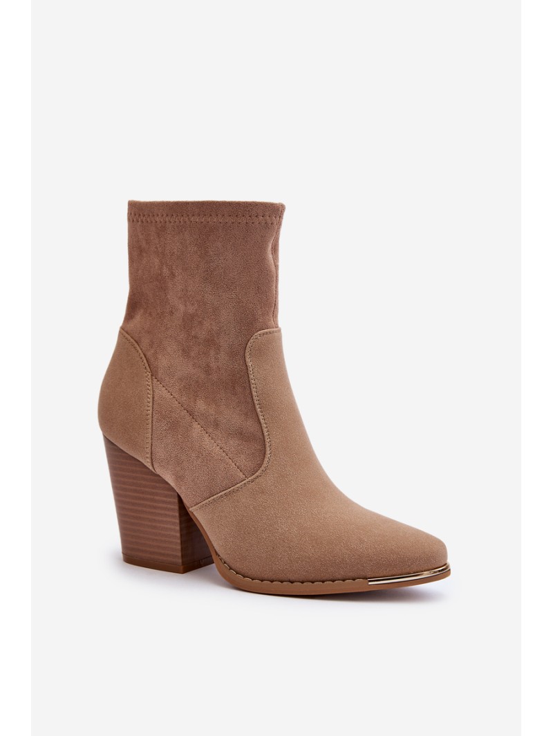 Women's Ankle Boots with Block Heel Khaki Sanile