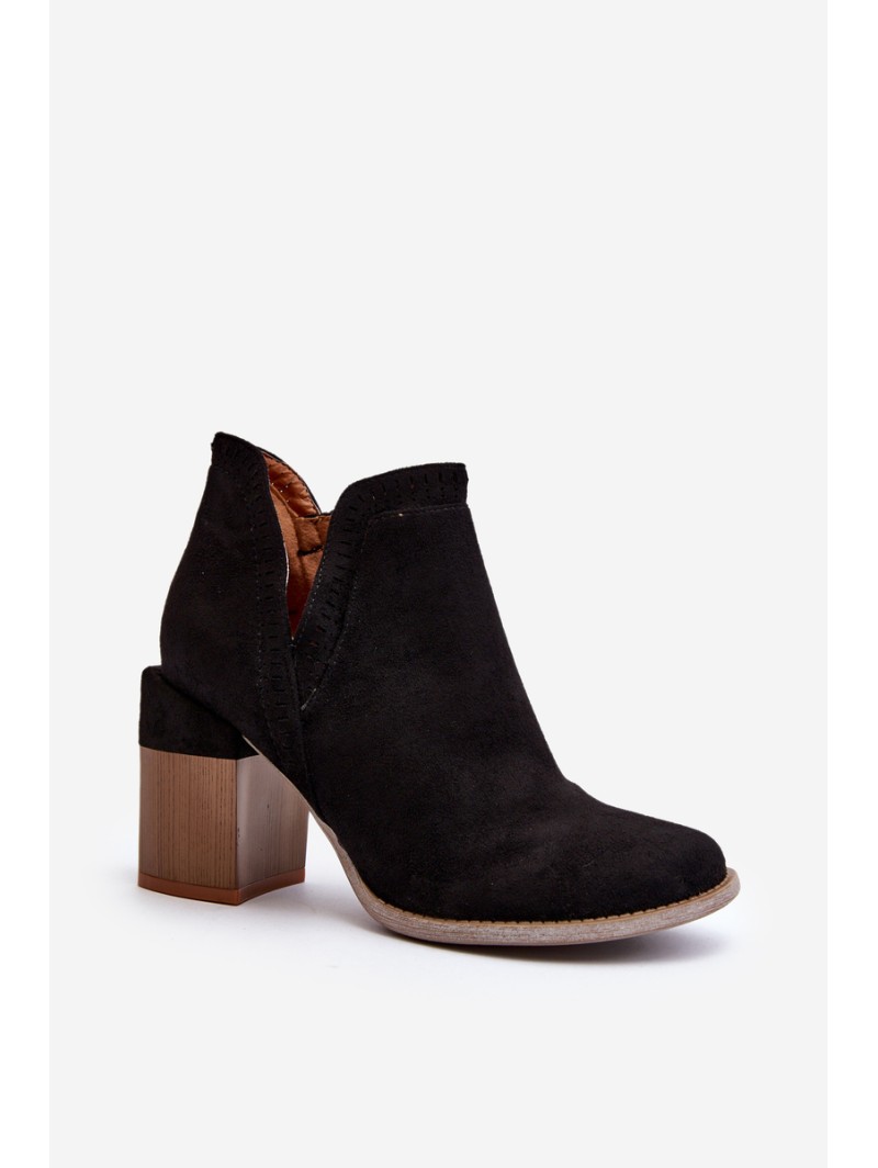 Ankle Boots on Chunky Heel with Cutout Black Jolnima