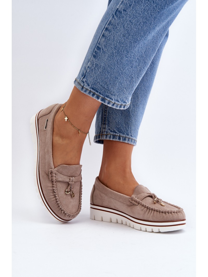 Women's Platform Loafers Beige Railav