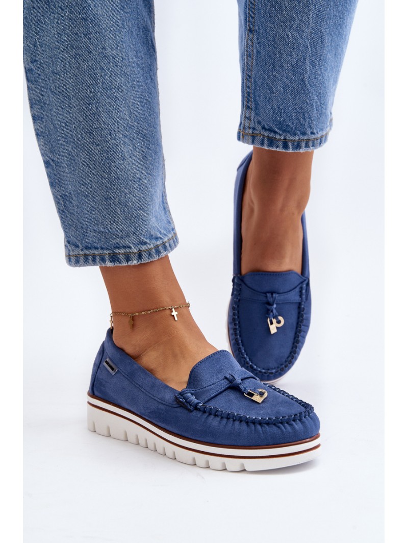 Women's Platform Moccasins Blue Railav