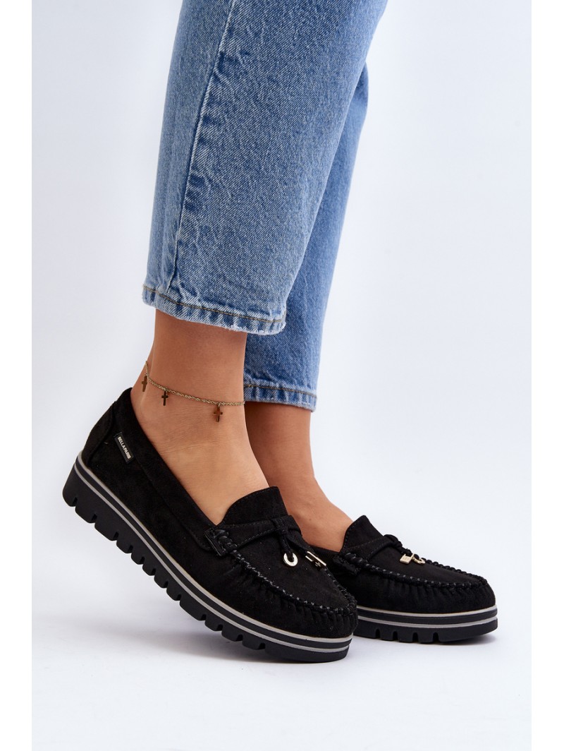 Women's Black Platform Moccasins Railav