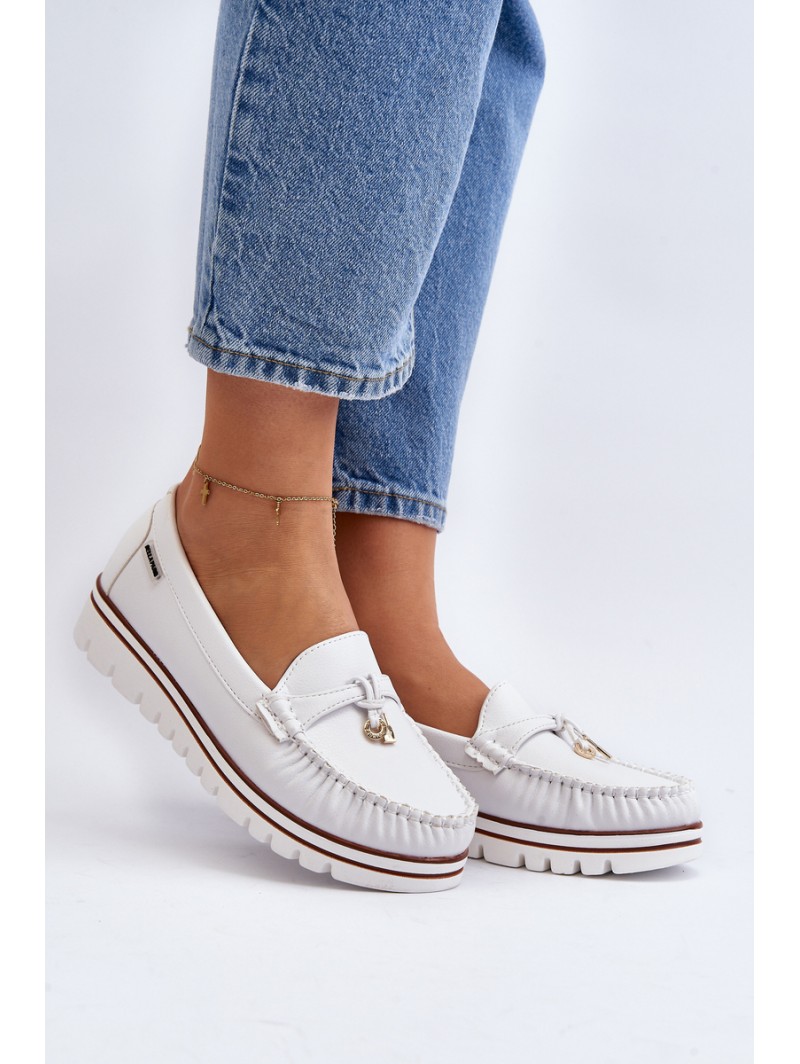 Women's White Platform Moccasins Railav