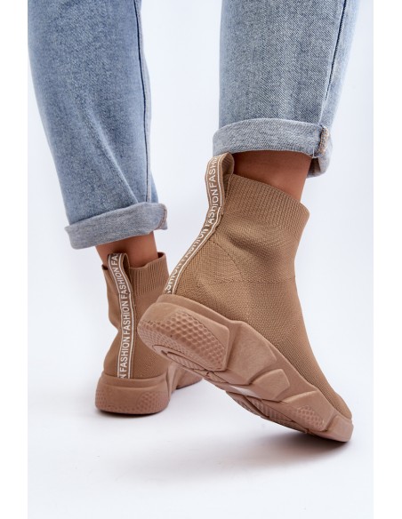 Women's Sports Shoes with Sock Beige Zirila