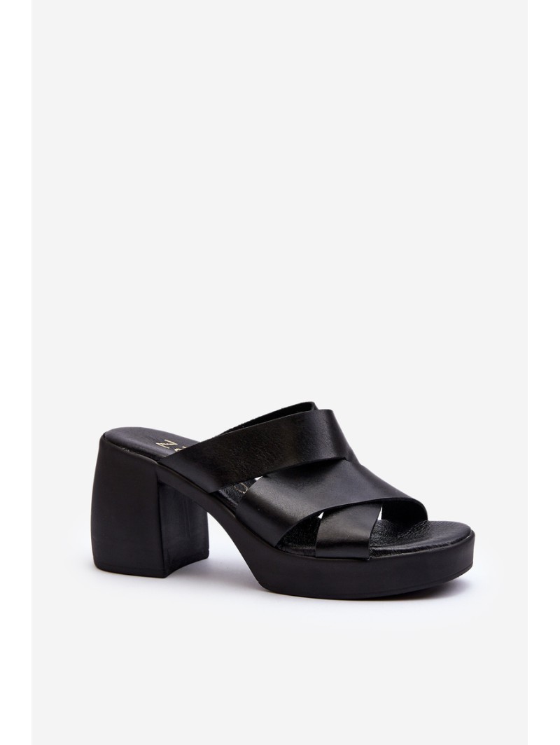 Zazoo 40373 Leather Sandals with Heel Black Zazoo 40373 Leather Sandals with Heel Black