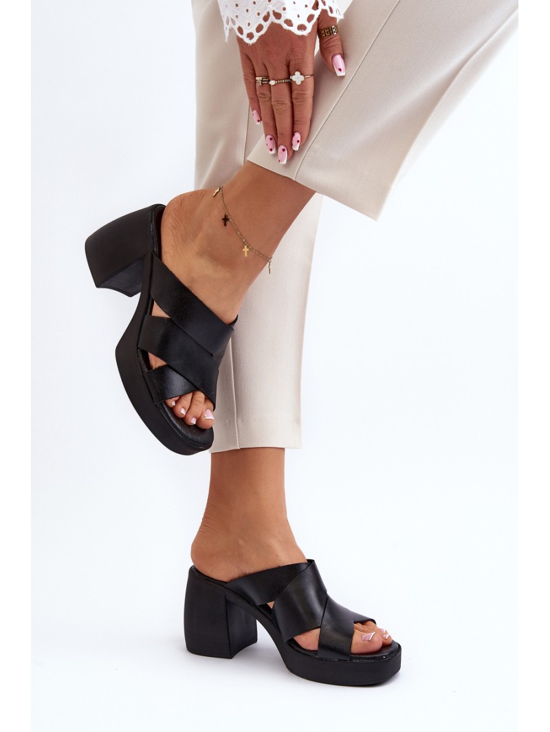 Zazoo 40373 Leather Sandals with Heel Black Zazoo 40373 Leather Sandals with Heel Black