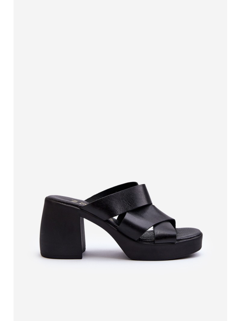 Zazoo 40373 Leather Sandals with Heel Black Zazoo 40373 Leather Sandals with Heel Black