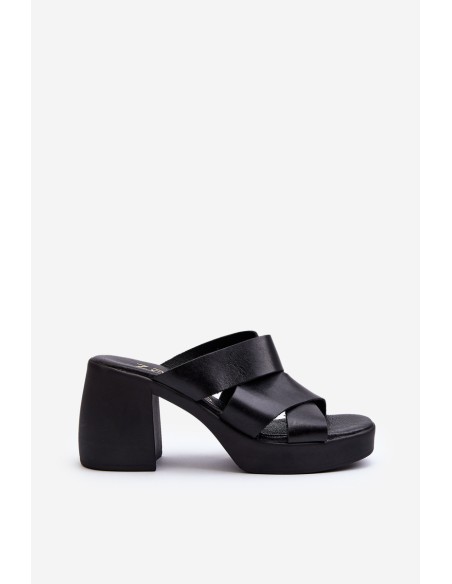 Zazoo 40373 Leather Sandals with Heel Black