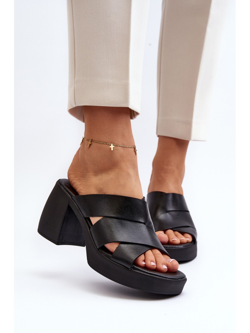 Zazoo 40373 Leather Sandals with Heel Black Zazoo 40373 Leather Sandals with Heel Black