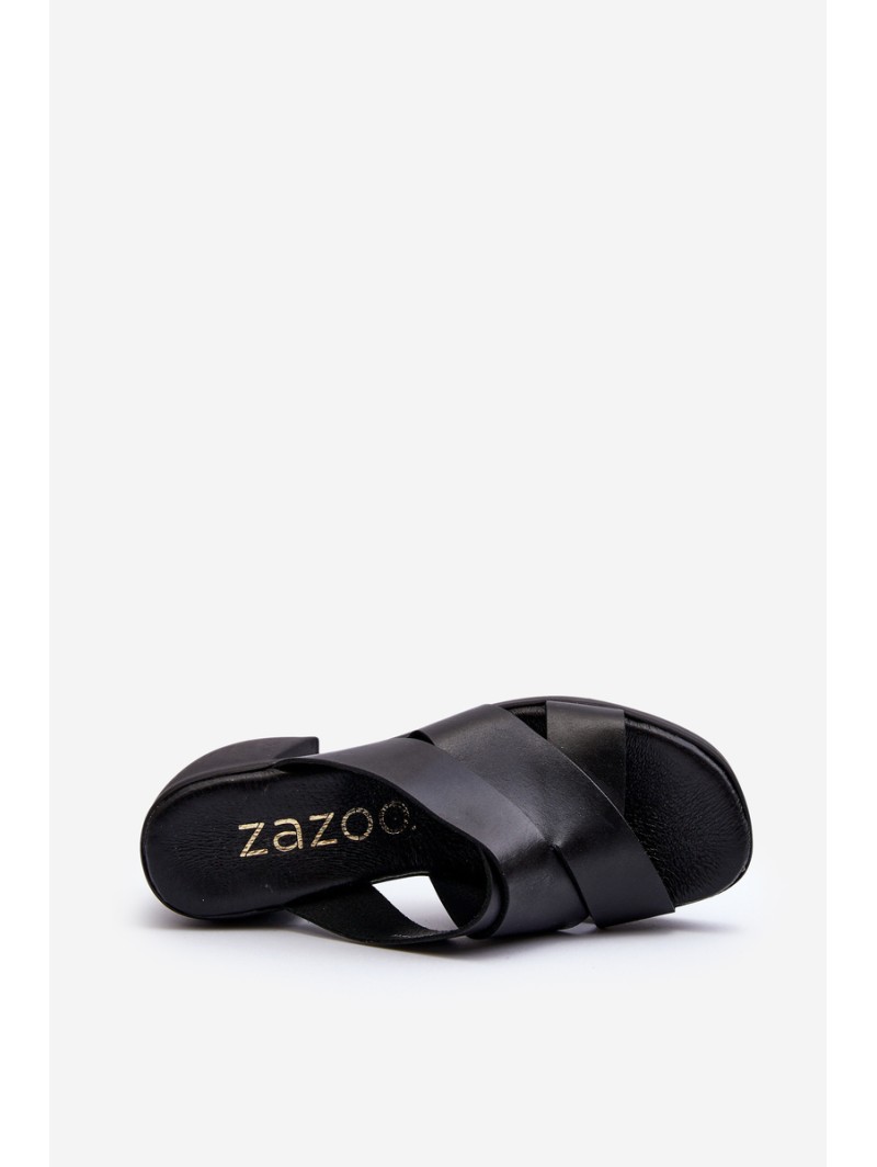 Zazoo 40373 Leather Sandals with Heel Black Zazoo 40373 Leather Sandals with Heel Black