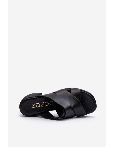 Zazoo 40373 Leather Sandals with Heel Black