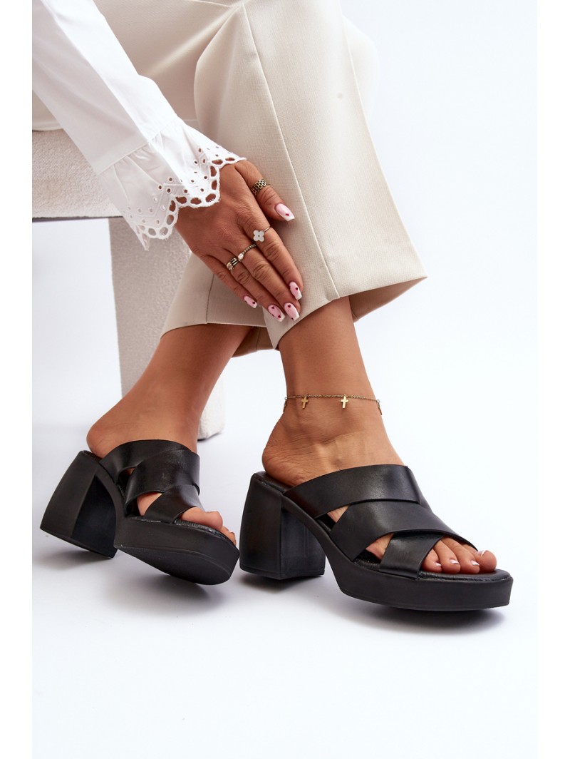 Zazoo 40373 Leather Sandals with Heel Black Zazoo 40373 Leather Sandals with Heel Black