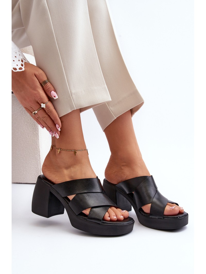 Zazoo 40373 Leather Sandals with Heel Black Zazoo 40373 Leather Sandals with Heel Black