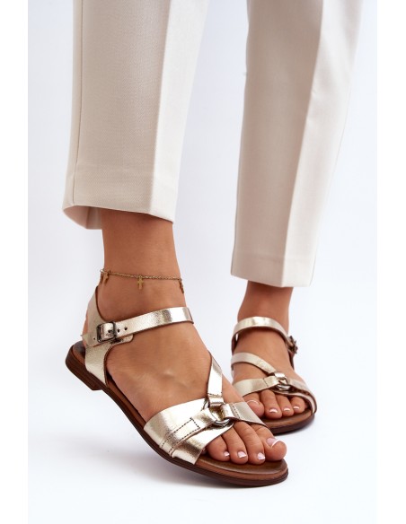 Zazoo 40182 Women's Leather Sandals Gold