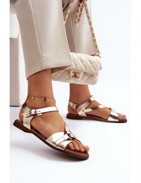 Zazoo 40182 Women's Leather Sandals Gold