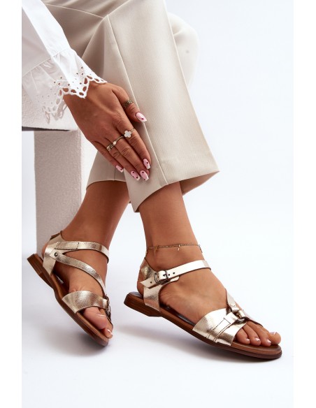 Zazoo 40182 Women's Leather Sandals Gold