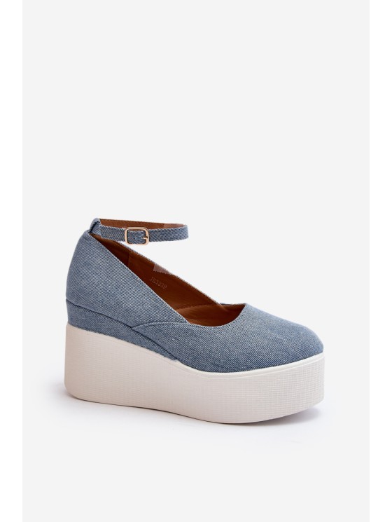 Women's Denim Wedge Espadrilles Blue Malla