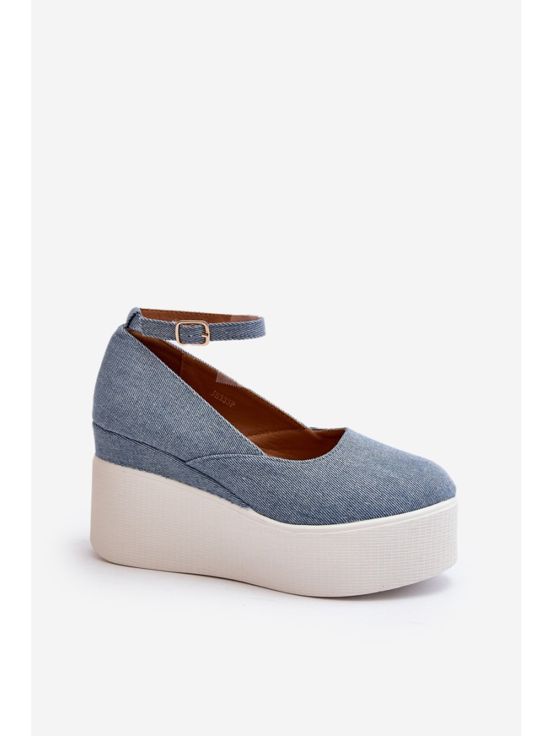 Women's Denim Wedge Espadrilles Blue Malla