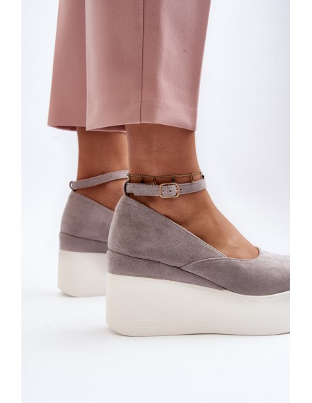 Women's Grey Wedge Espadrilles Malla