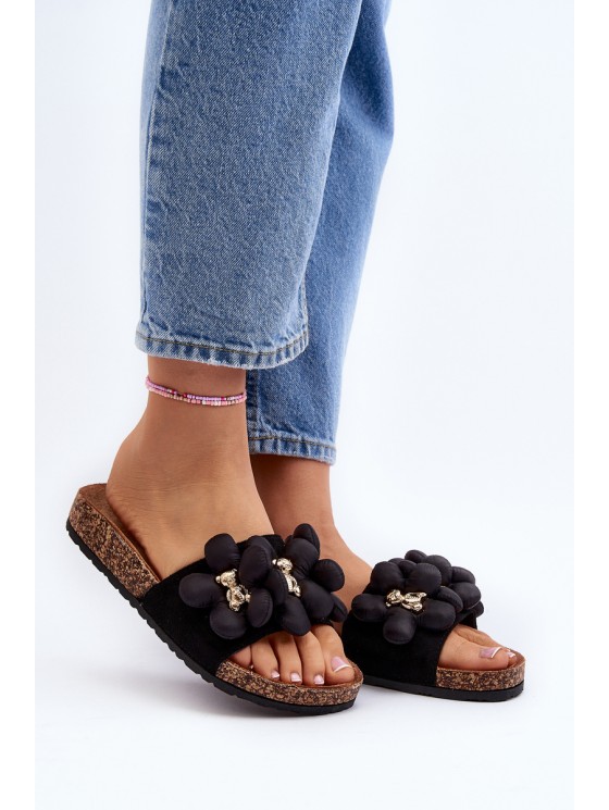 Women's Black Sandals with Decorations Bunlia 2