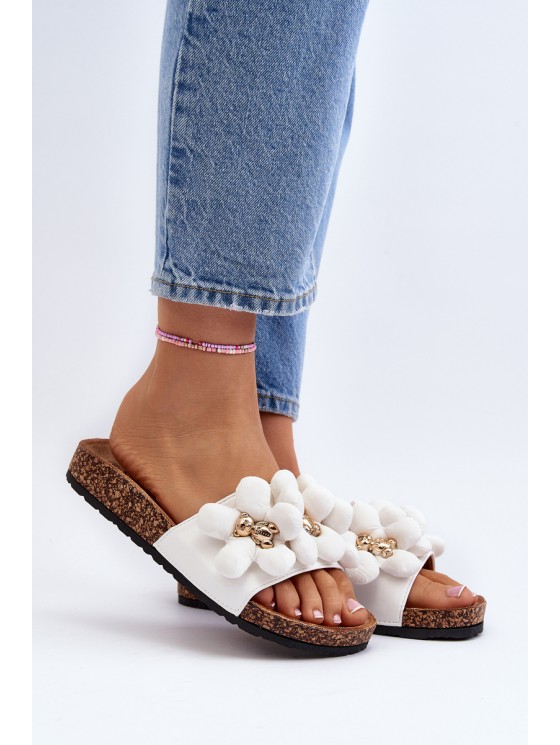 Women's White Sandals with Decorations Bunlia 2