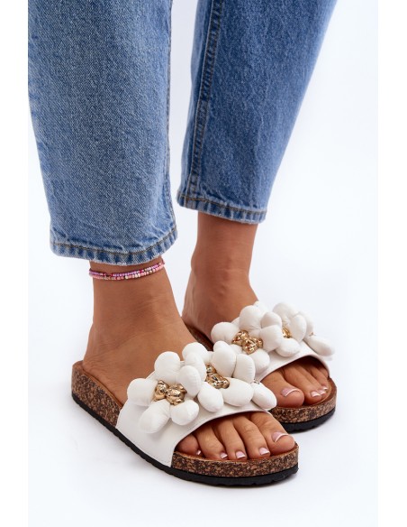 Women's White Sandals with Decorations Bunlia