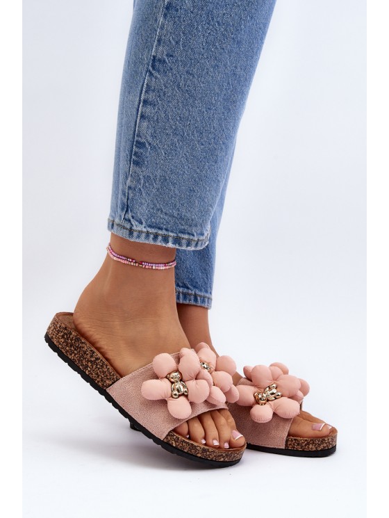 Women's Pink Embellished Slippers Bunlia 2