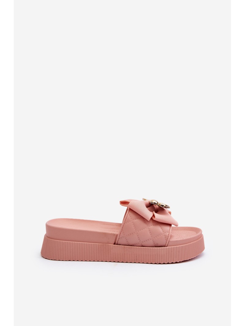 Women's Slippers with Bow and Teddy Bear Pink Katterina Women's Slippers with Bow and Teddy Bear Pink Katterina