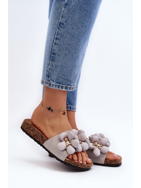 Women's Grey Sandals with Decorations Bunlia 2
