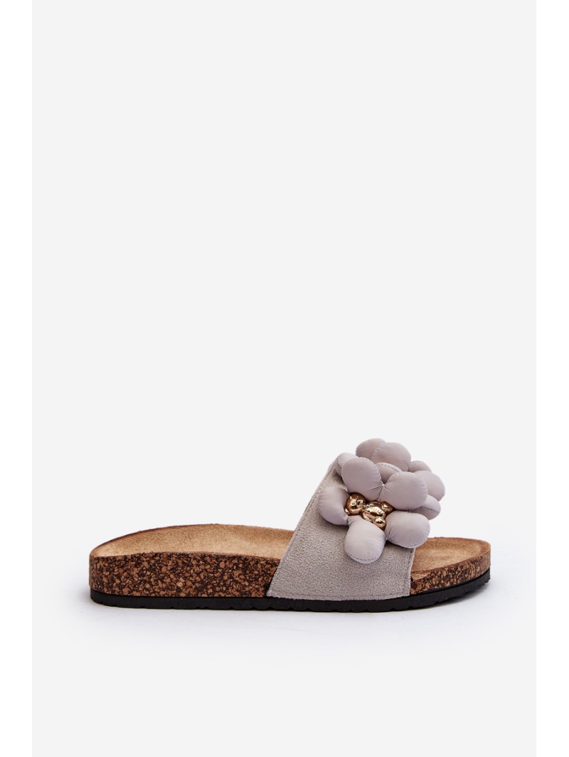 Women's Grey Sandals with Decorations Bunlia