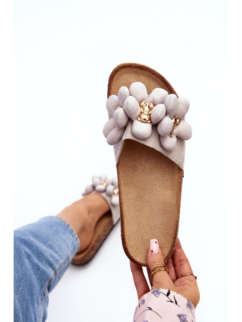 Women's Grey Sandals with Decorations Bunlia