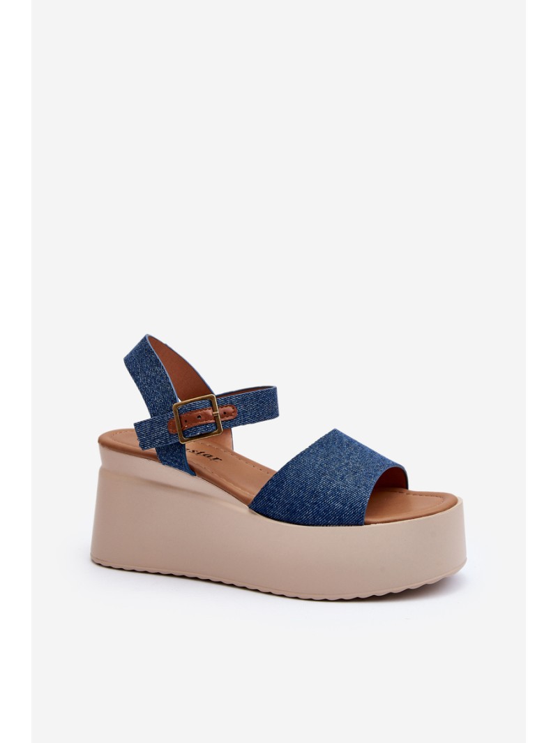 Women's Denim Wedge Sandals Blue Geferia