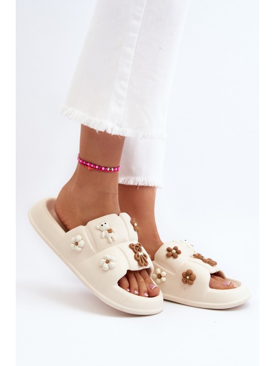 Women's Foam Sandals with Beige Decorations Cambrina 2