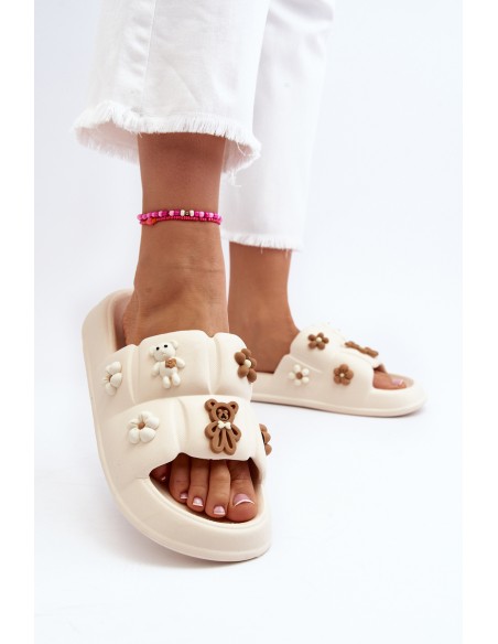 Women's Foam Sandals with Beige Decorations Cambrina