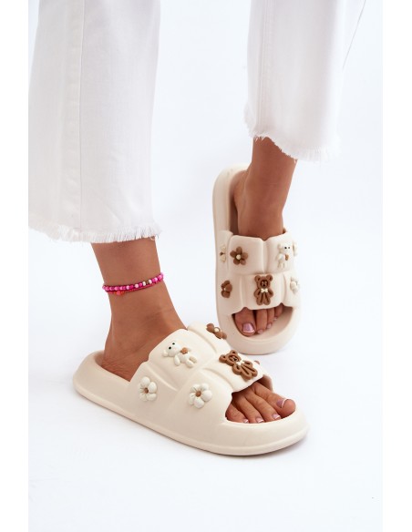 Women's Foam Sandals with Beige Decorations Cambrina